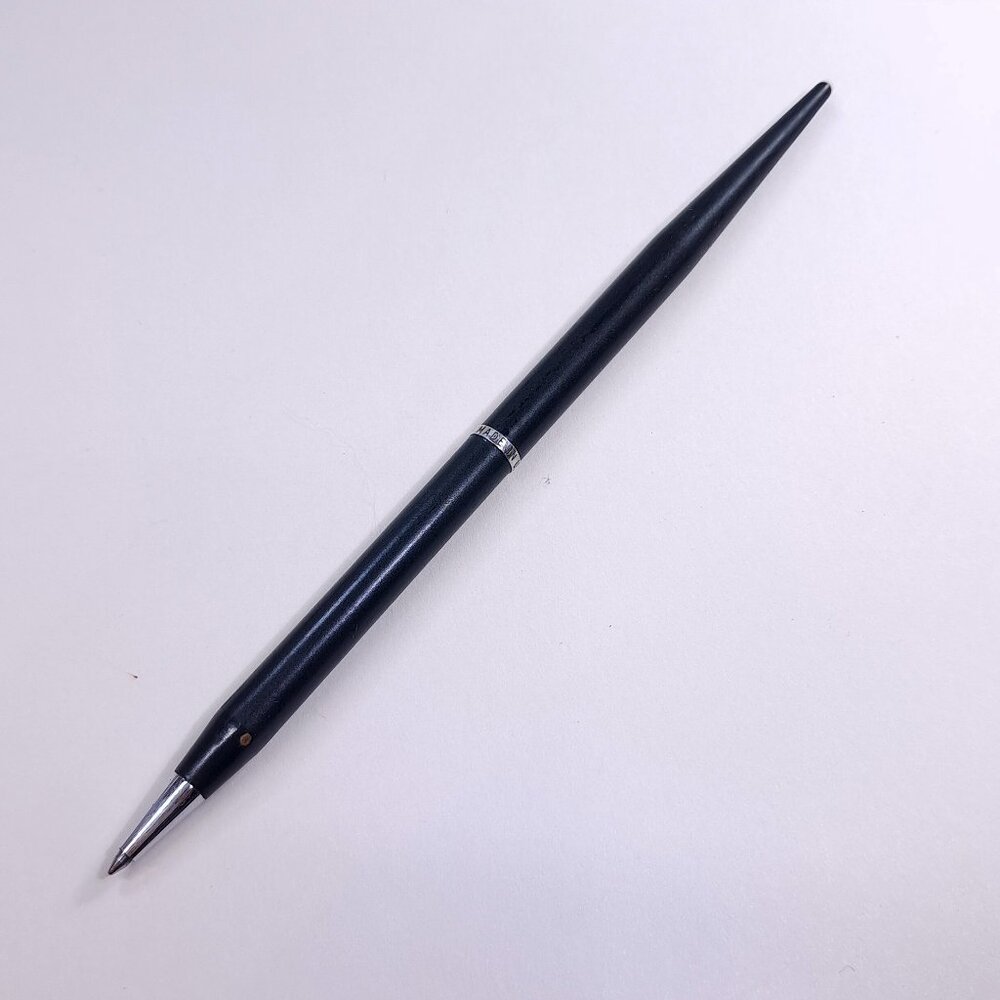 Quill Desk Pen Black Matte satin tapered design silver accent Made USA Vintage